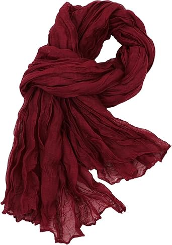 Women Crinkle Spring Scarf Shawls Summer Long Scarves Lightweight Hijab Wraps Soft Linen Cotton for Beach Travel