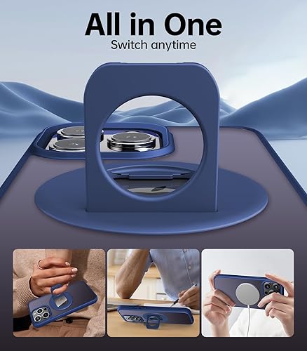 Miniatura 2 de Meifigno MagicRing Series - Funda diseñada para iPhone 14 Pro, soporte y soporte de anillo giratorio de 360, compatible con MagSafe, protección de