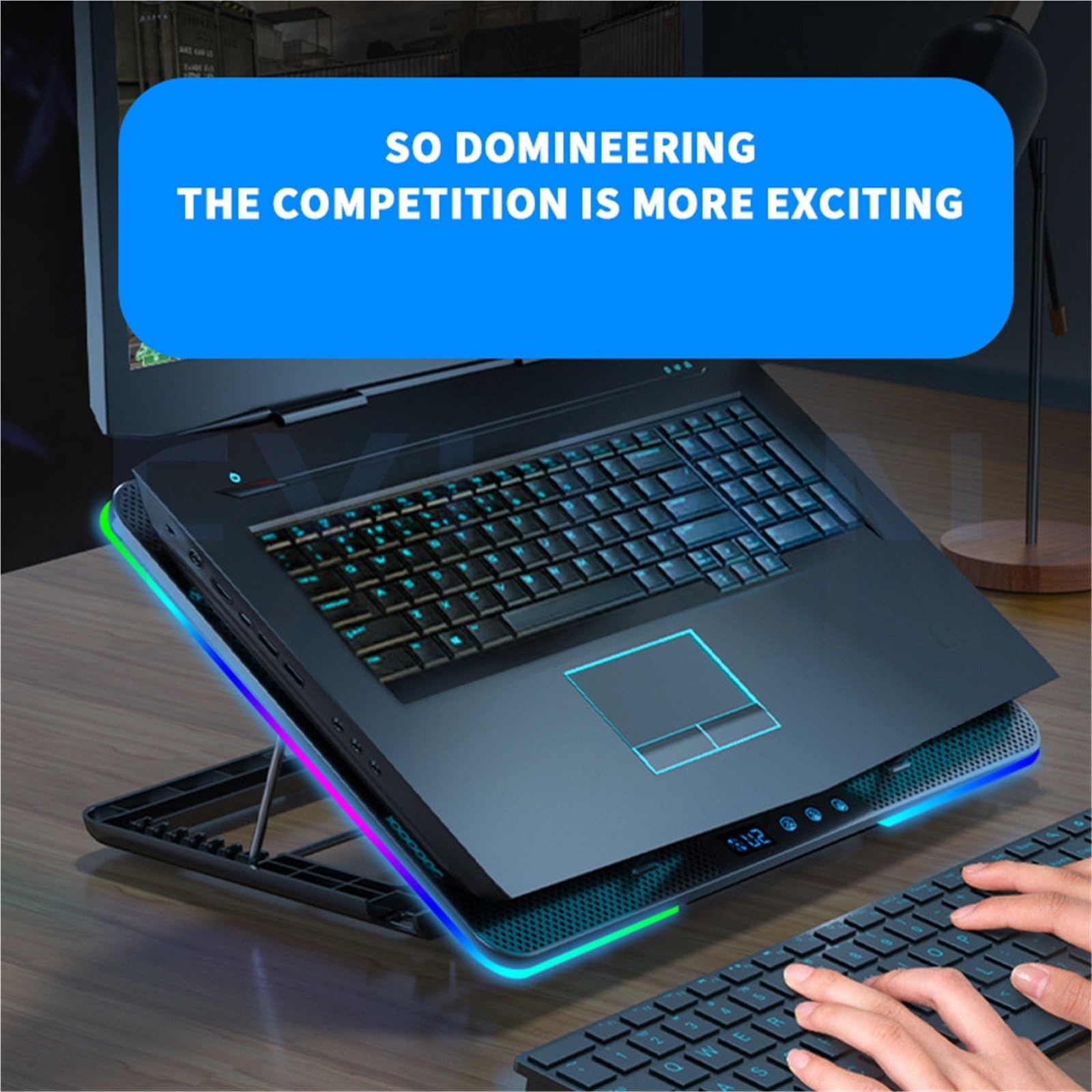 dispositivo di raffreddamento del portatile Supporto Di Raffreddamento Gaming Laptop Velocità Regolabile Dispositivo Di Raffreddamento Del Computer Schermo LED RGB Tappetino Di Raffreddamento Ventilat