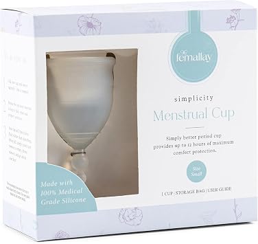 Femallay Simplicity Menstrual Silicone Cup, Period Cup, Easy to Use Medical-Grade Silicone Cup, Easy Clean and No More Leaks Period Cups, Feminine Hygiene Products - Clear, Small 25ml