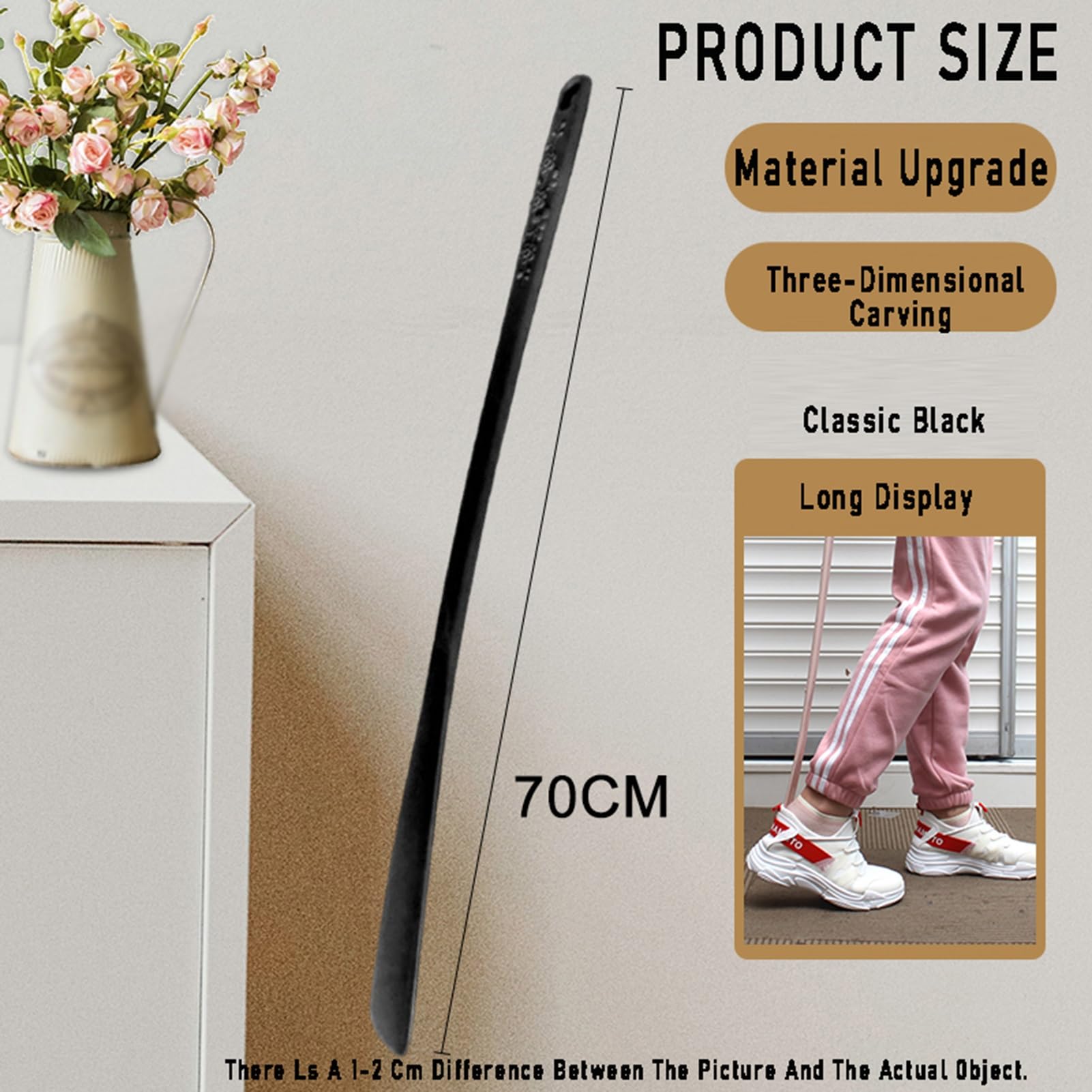 Calzador para Hombres y Mujeres, Calzador con Orificio para Colgar, Calzador de Viaje y para el hogar o Andador Calzador, 70 cm (27,5 Pulgadas) de plástico.