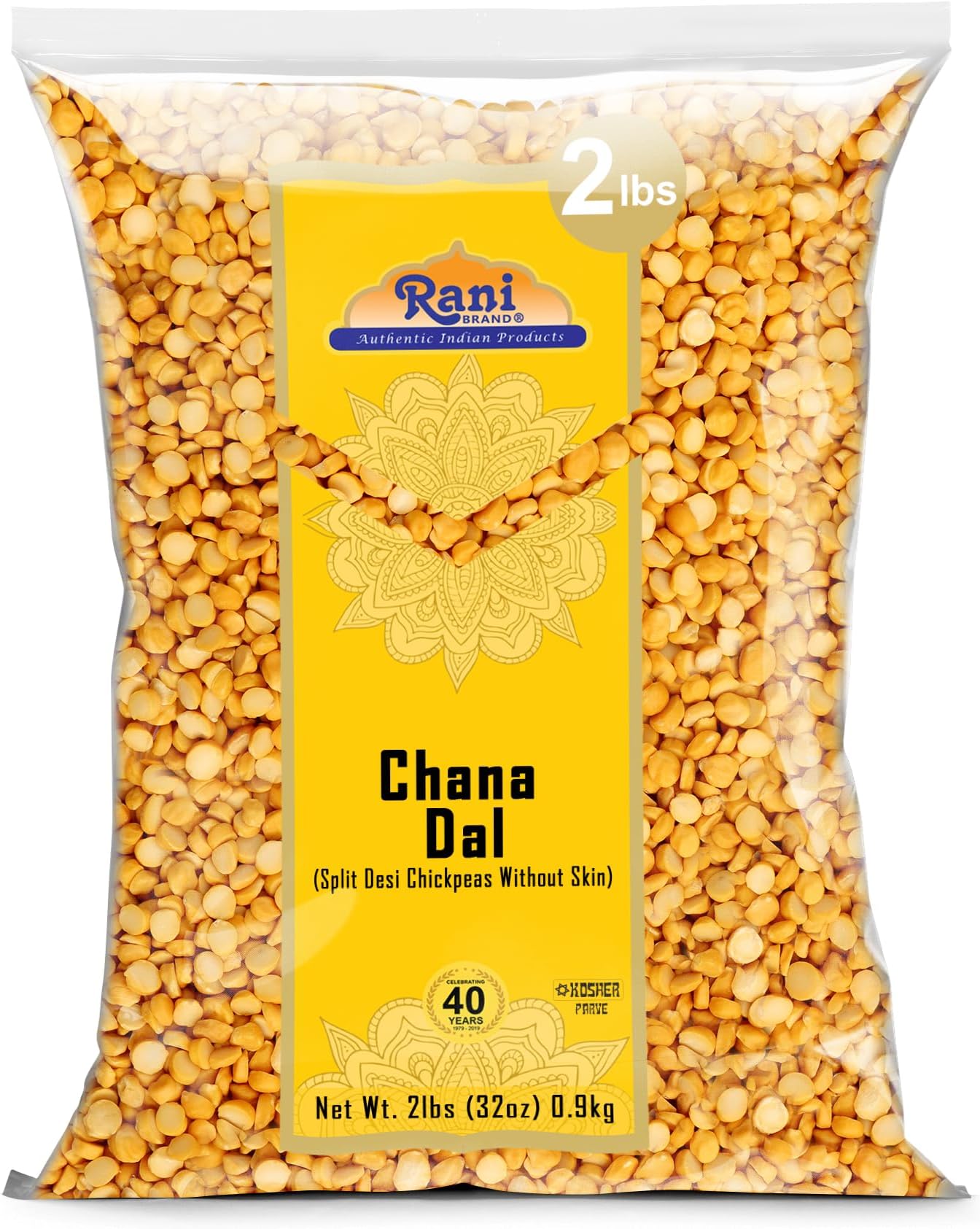 Rani Chana Dal (Split Desi Chickpeas without skin) 32oz (2lbs) 908g ~ All Natural | Gluten Friendly | NON-GMO | Kosher | Vegan | Indian Origin