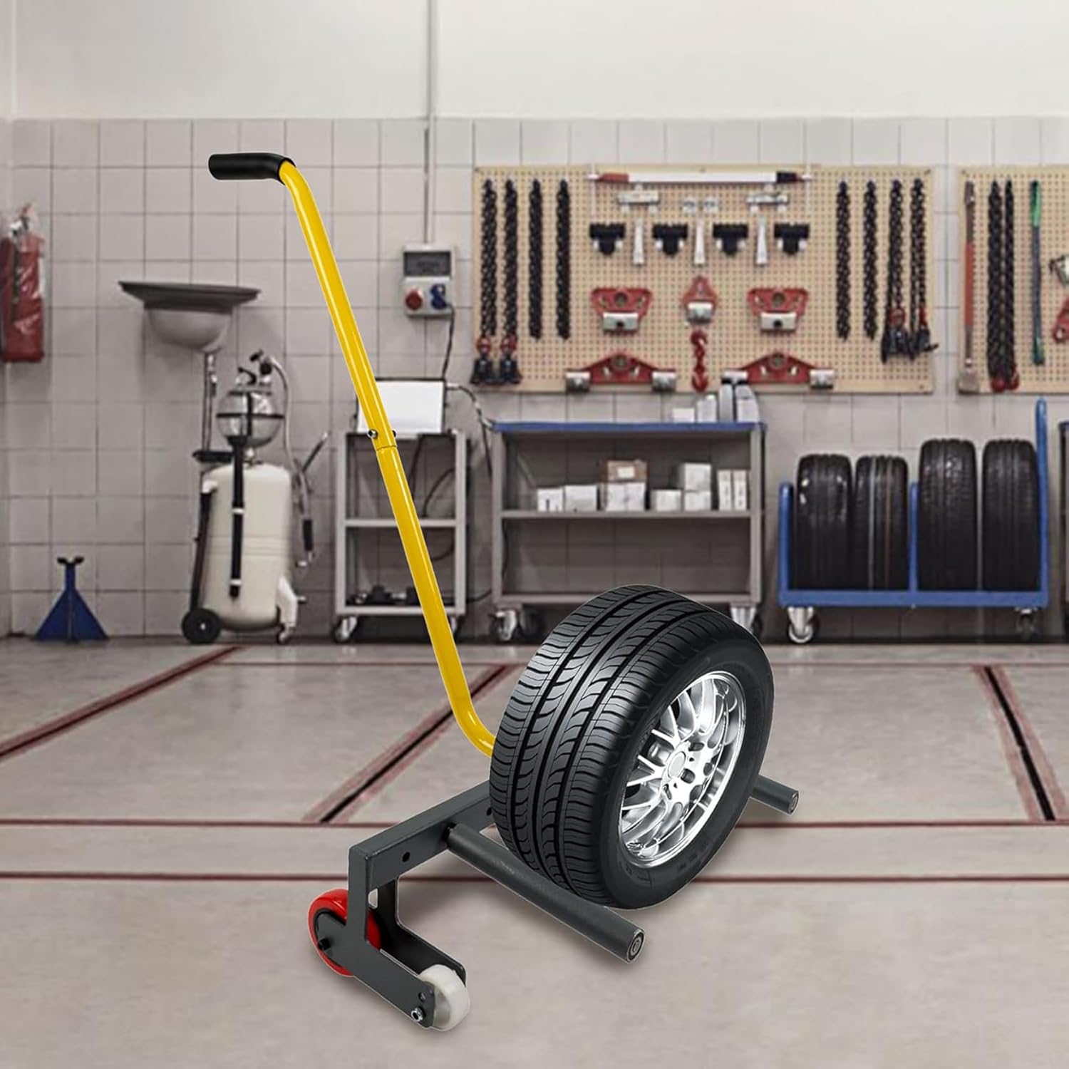 440 LBS Load Capacity Heavy Duty Adjustable Wheel Dolly Tire Dolly Cart Tire Lifting Tool with Adjustable Roller for Workshop Trolley Changing Car, Truck, Skid Steer, ATV, and Trailer Tires