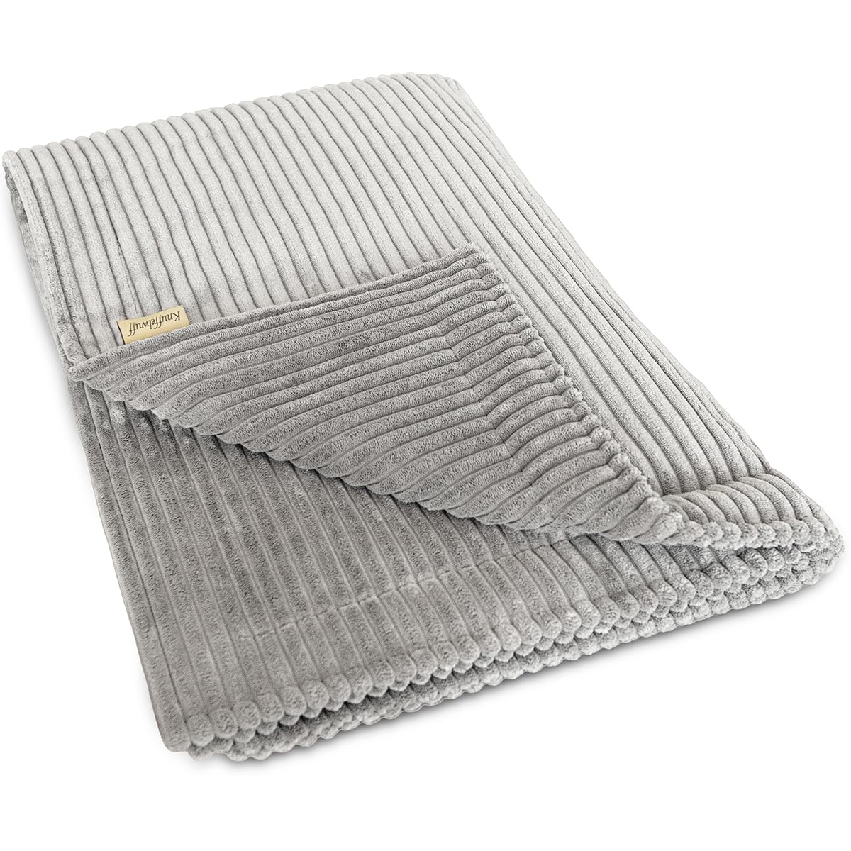 Knuffelwuff Timor Dog Blanket, 120 x 80 cm, Light Grey, Comfortable and Easy-Care Soft Cord Blanket, Washable - Image 2