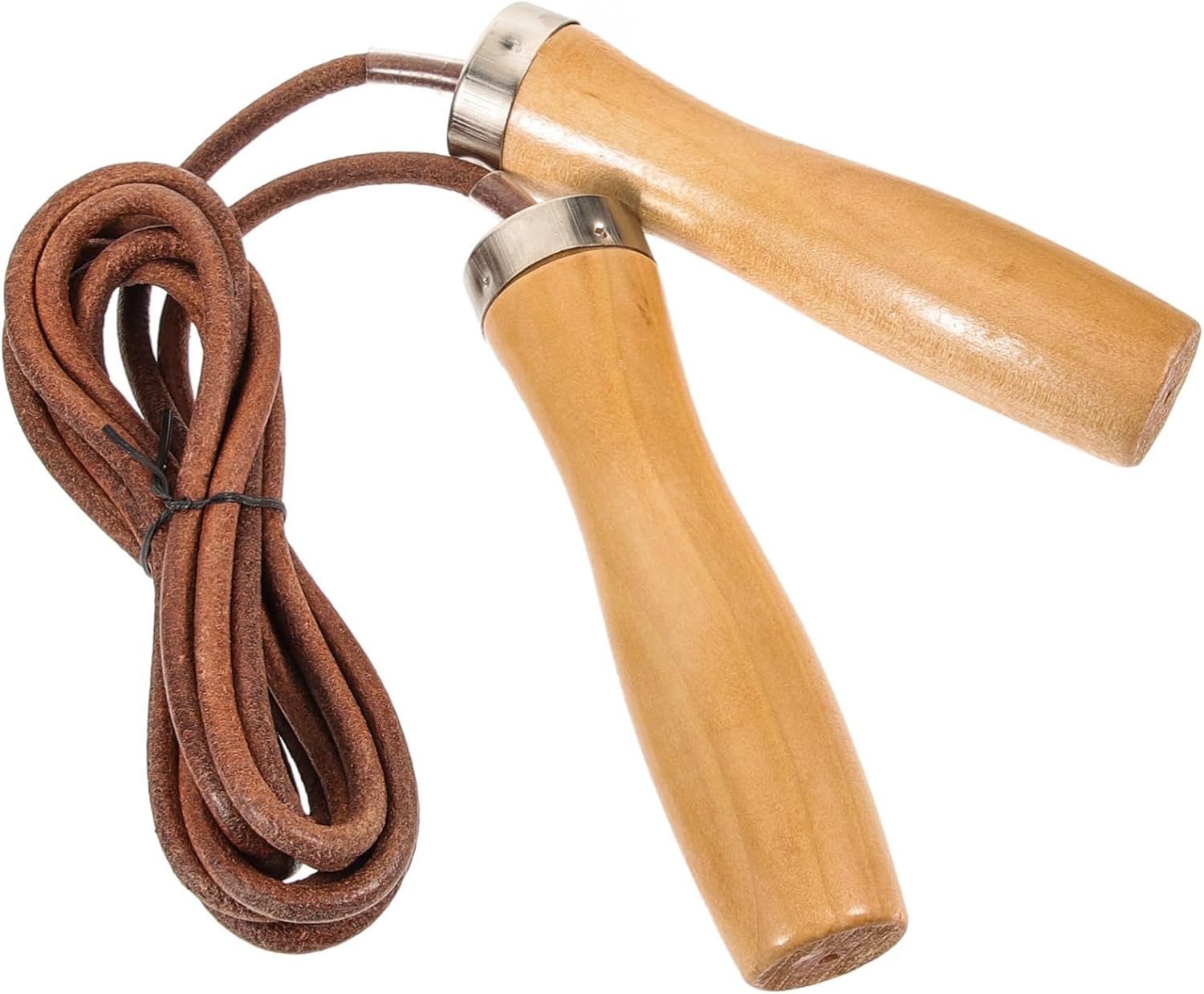 Weighted Wooden Handle Jump Rope with Cowhide Cord for Fitness Exercise and Physical Education Equipment Ergonomic Grip for Comfortable Home Skipping and Endurance Training