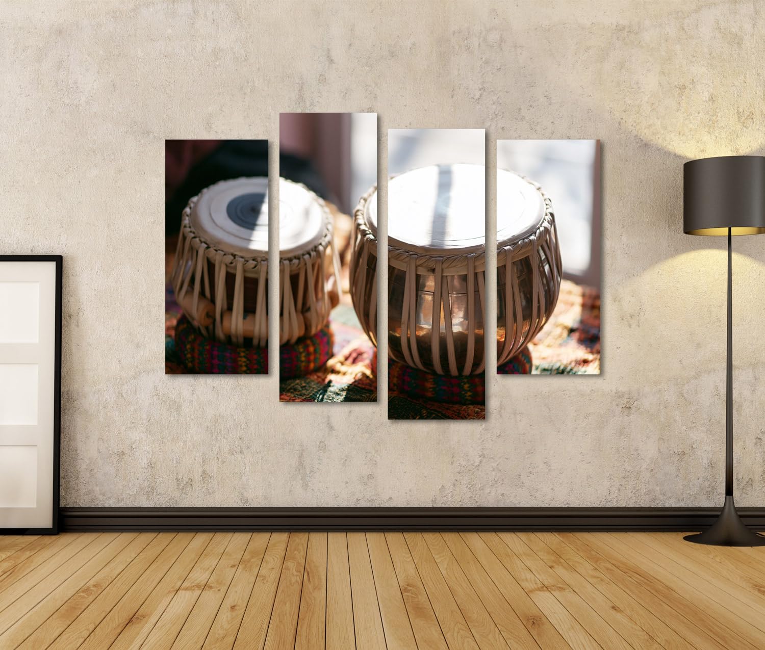 islandburner Quadro su tela, arte esotica, per soggiorno, decorazione per gli amanti della musica, 4 pezzi