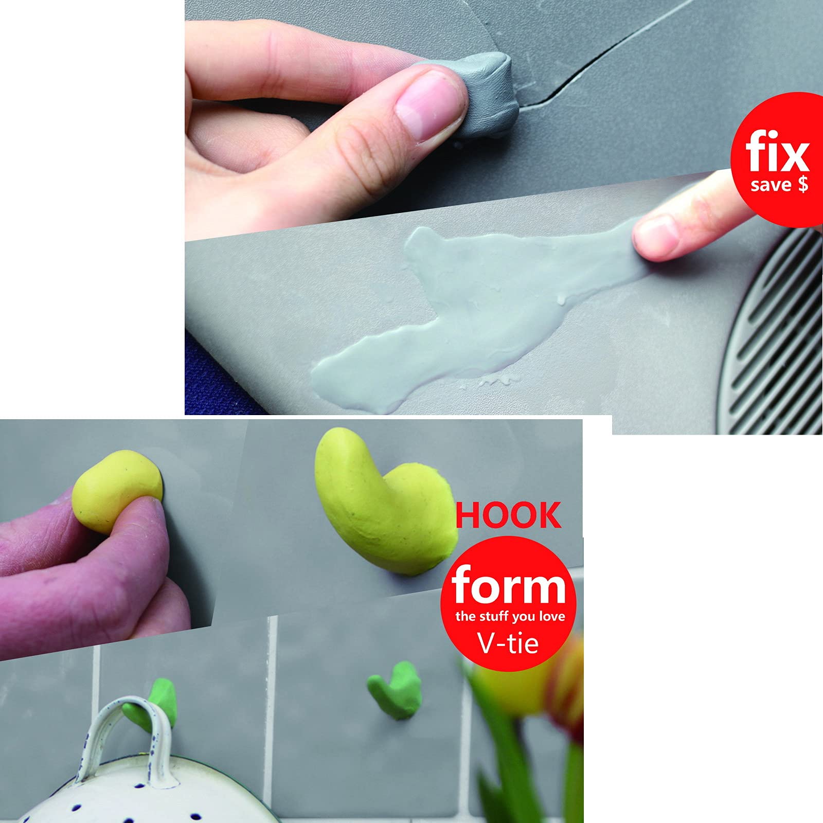 Vormbare lijm, siliconenlijm, gemakkelijk vormbare kleefpasta, flexibele autokneedset, flexibele lijmkit voor reparatie, vloeibaar rubber, voor het trimmen van verschillende dingen, reparatielijm voor