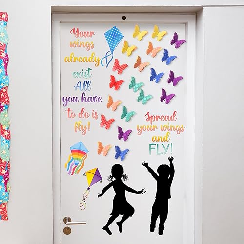 Miniatura 5 de Outus 120 piezas de decoración de tablón de anuncios de mariposa, mariposas 3D, decoraciones de aula con recortes motivacionales para el regreso a