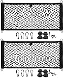 [2 Pack] JAVOedge Large Cargo Net for Car, SUV, Truck, RV, Boat – Elastic Storage Mesh Organizer with Built‑in Hooks, 8 Screws & 8 Carabiners – Heavy‑Duty Trunk Cargo Net & Vehicle Storage Bag