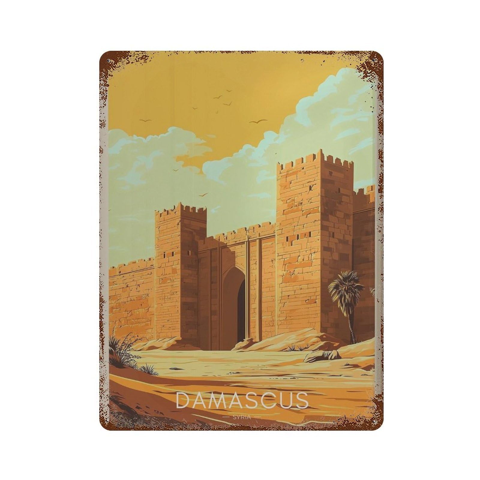 xiaoxiaoshen Damascus Travel Syria African Wall Decor Art Metal Tin Poster Modern Home Decor Art Home Bar Shop Decorations Vintage Sign 40x30cm