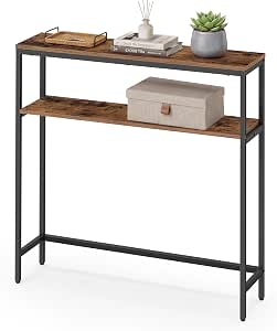 VASAGLE 31.5 Inches Console Table, 2-Tier Narrow Sofa Table with 2 Shelves