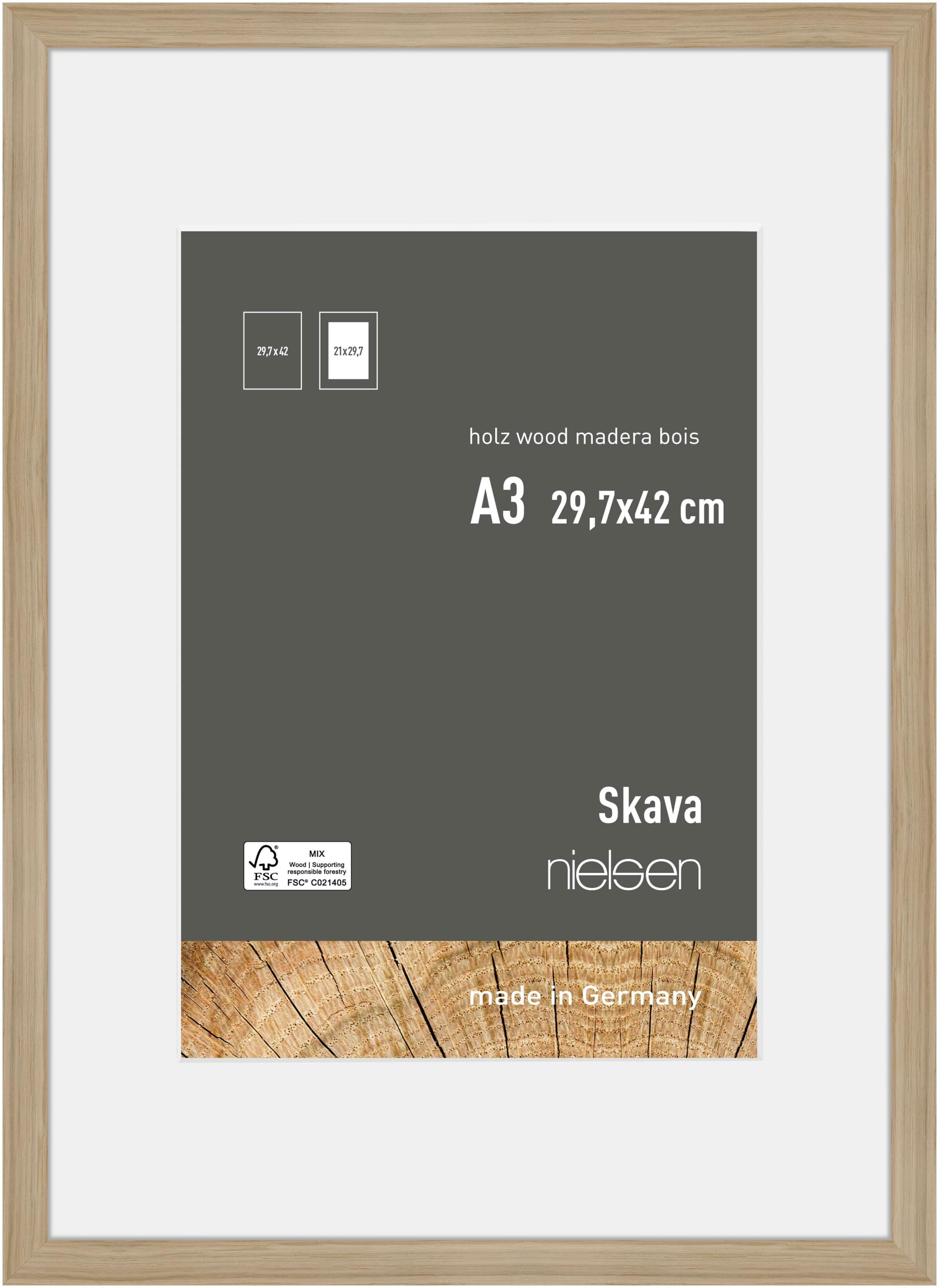 Nielsen Skava A3 Oak Wooden Picture Frame With A4 MountFloat Glass And Push/turn Clips from B&Q
