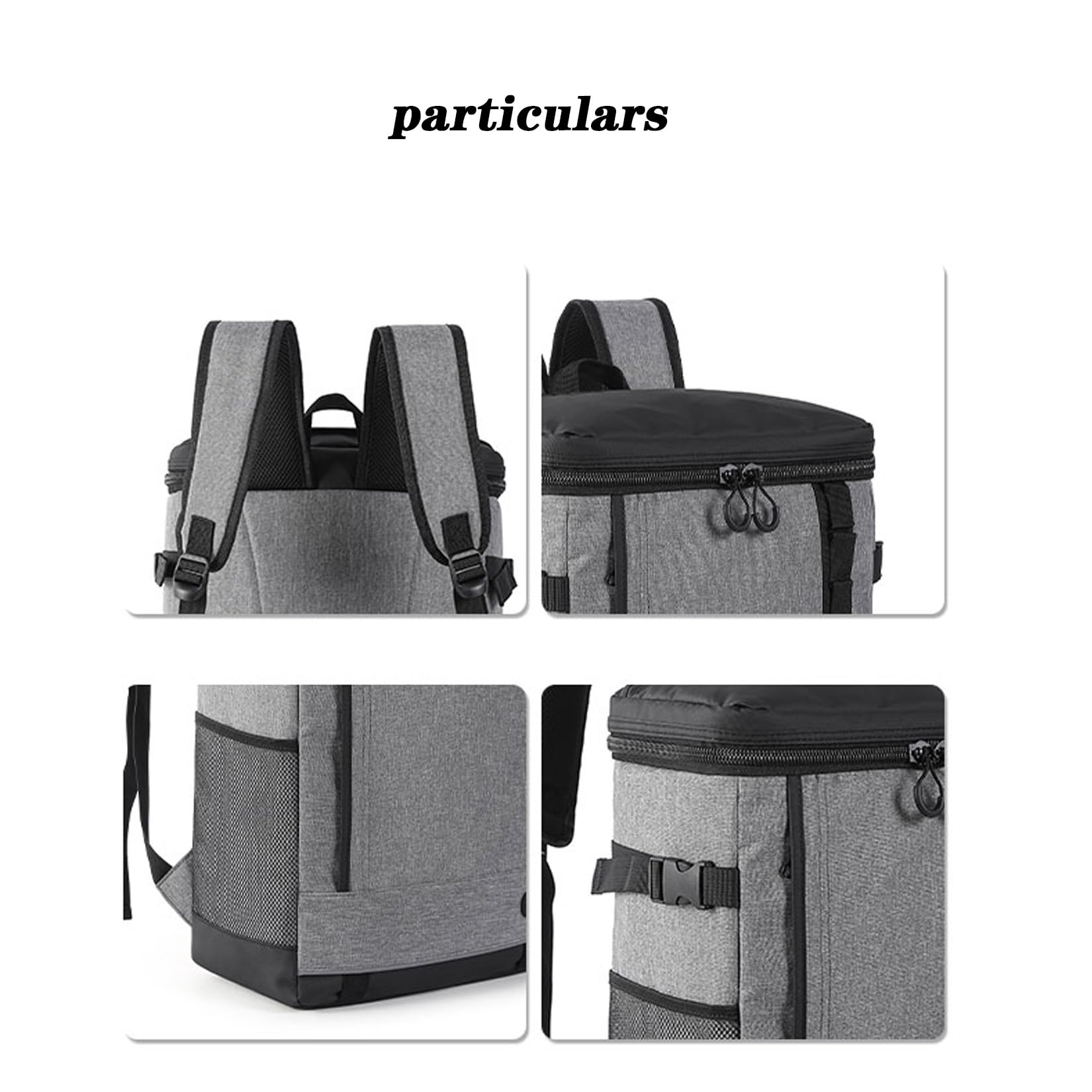 Bolsa Nevera Portátil, Bolsa Picnic Gran Capacidad, Forrada PEVA, 31 * 18 * 43 cm, Gris, Azul
