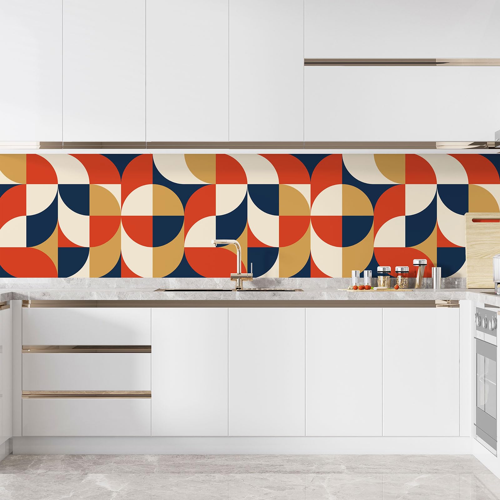 Lumalea Adesivo per cucina, motivo geometrico 3617681410782, adesivo + protezione opaca, 90 x 135 cm