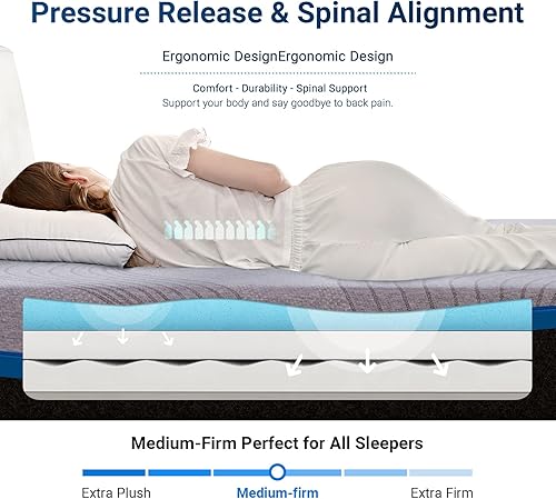 Miniatura 2 de Avenco Colchón California King, colchón tamaño California King de 10 pulgadas en una caja con espuma viscoelástica de gel y funda transpirable,