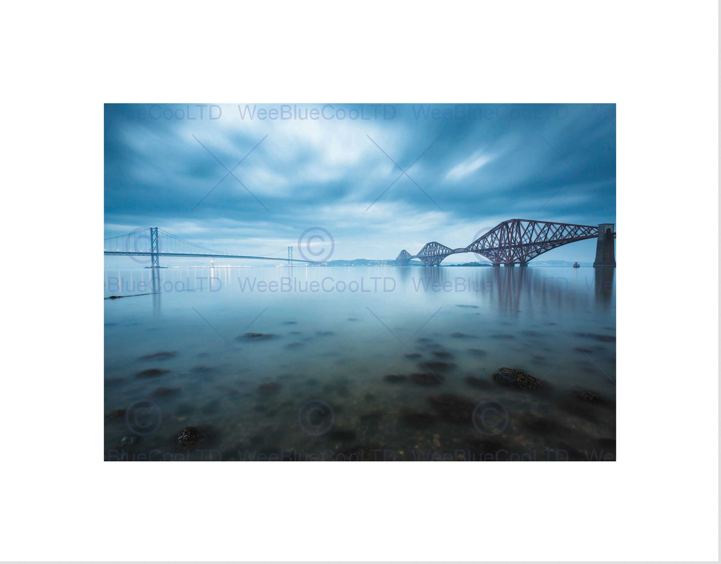Wee Blue Coo Forth Bridges Edinburgh Scotland Picture Wall Art Print