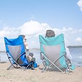 KingCamp Niskie składane lekkie krzesło plażowe wytrzymałe na 180kg krzesło piknikowe z podwójną stabilizacją rurową i wypełnianą poszewką na poduszkę krzesło na koncerty z kieszenią do przechowywania