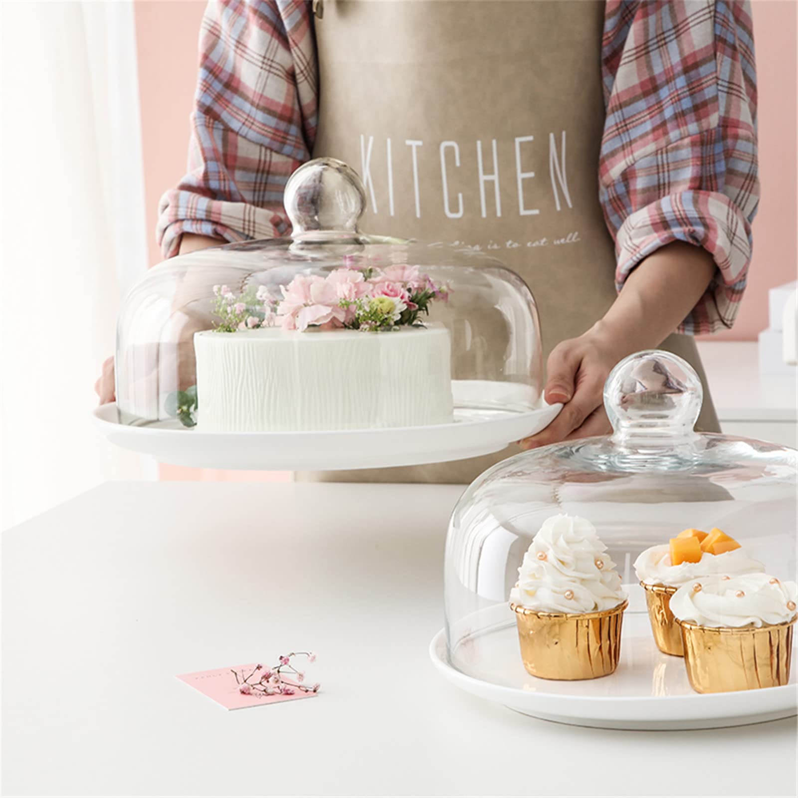 Amazon｜ケーキスタンド 蓋付き、丸型陶器製ディナープレート