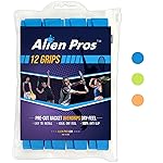 ALIEN PROS Tennis Racket Grip Tape (12 Grips) - Precut and Dry Feel Tennis Grip - Tennis Overgrip Grip Tape Tennis Racket - Wrap Your Racquet for High Performance (12 Grips, Sky Blue)