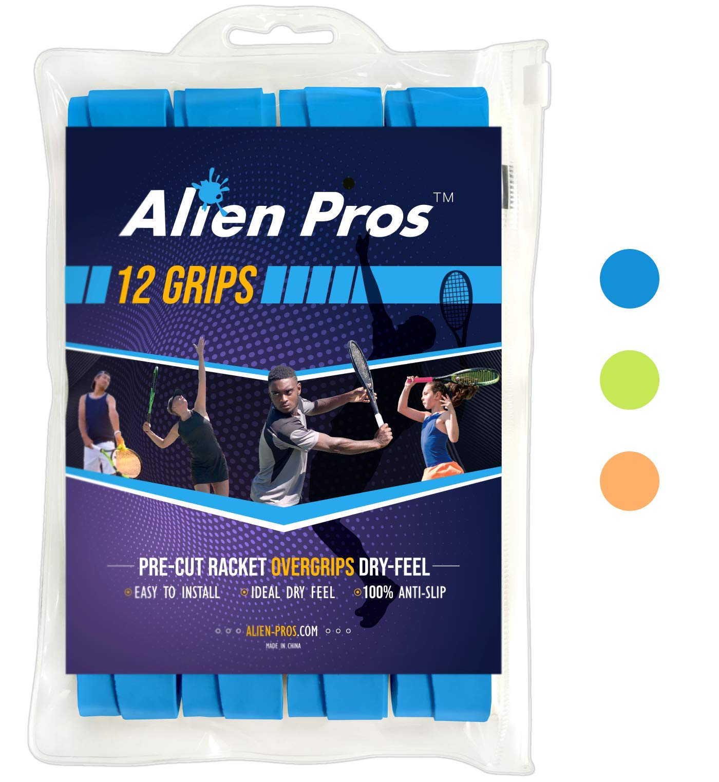 ALIEN PROSTennis Racket Grip Tape - Precut and Dry Feel Tennis Grip - Tennis Overgrip Grip Tape Tennis Racket - Wrap Your Racquet for High Performance