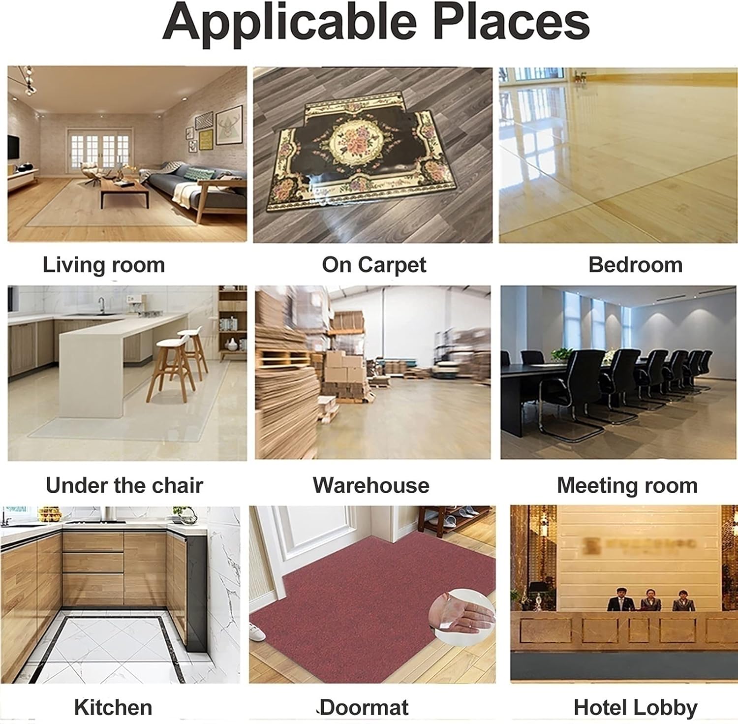 Indoor Outdoor Waterproof Transparent Floor Protector,Runner Rug Living Room Clear Rugs Runner, 1.5mm Thick Chair Mat/Doormat
