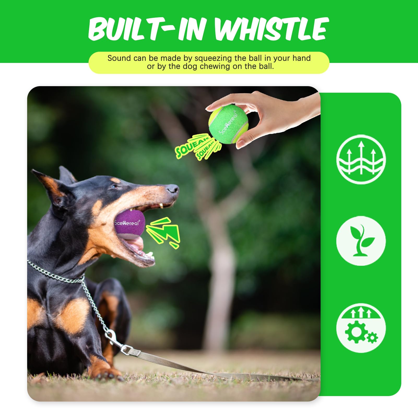 SCENEREAL Squeaky Tennis Balls for Dogs, 2.5