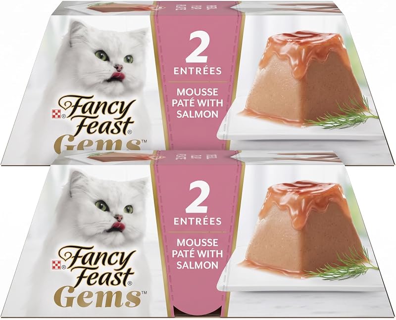 Ração úmida para gatos Fancy Feast Gems Mousse com salmão e molho saboroso, 16 caixas de 113 g