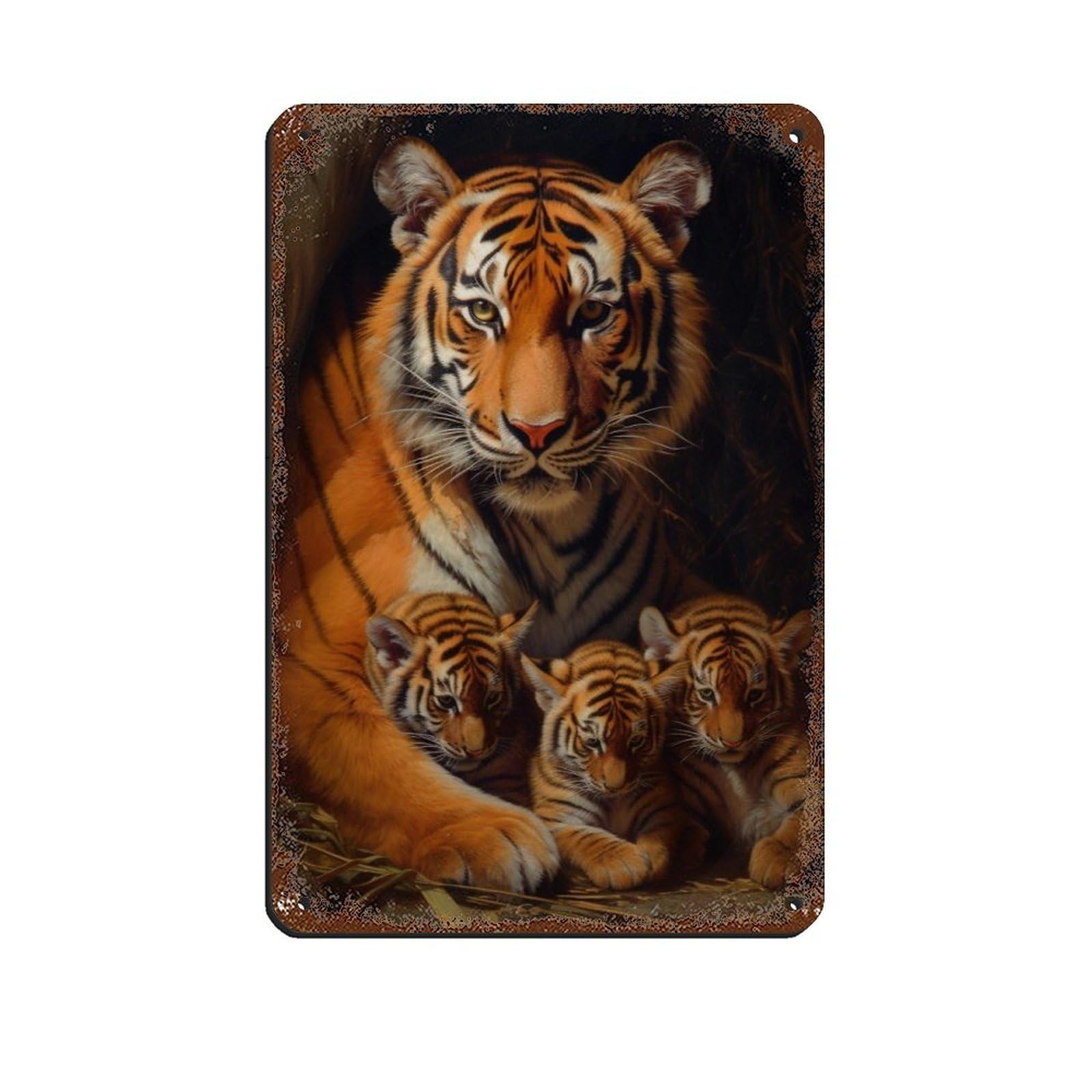 Lxwnze 20L X 30W Cm Tiger Mama（1） Tin Sign Vintage Metal Pub Club Cafe Bar Home Wall Art Decoration Poster Retro 8X12inch(20X30cm)