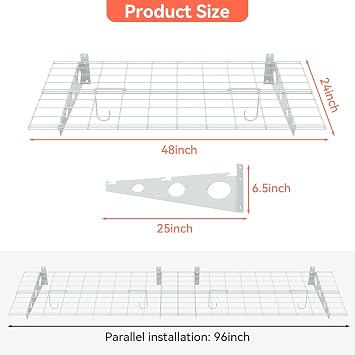 TORACK 2-Pack Garage Wall Shelves, 24 x 48/2x4 ft Wall Mounted Wire Shelf for Garage Heavy Duty Floating Shelves(White, Pack of 2)