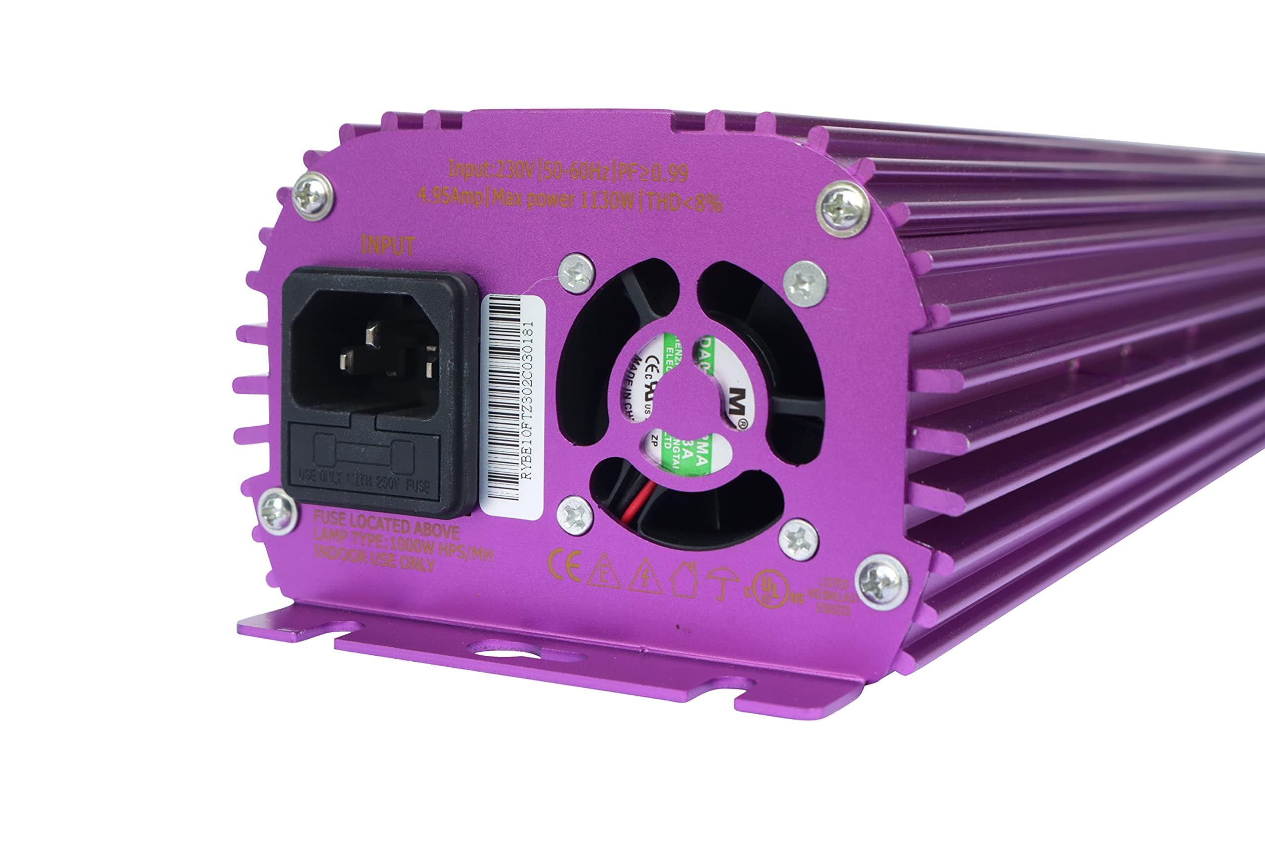 SunStream 600W 230V Dimmbares Vorschaltgerät mit Lüfter - Lila Digitales Vorschaltgerät für MH und HPS Wachstumslicht