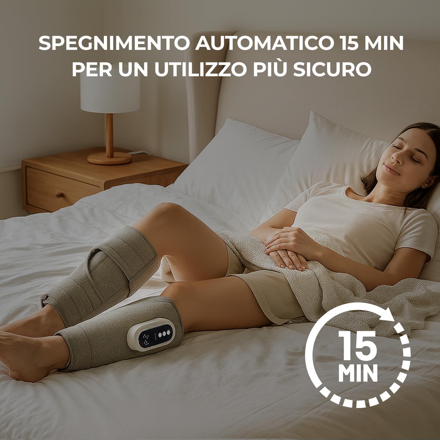 HubiCare - Massaggiatore per gambe con compressione dell'aria e calore, 3 livelli di intensità, ricaricabile USB-C, silenzioso, massaggiatore per polpacci per rilassamento e circolazione sanguigna