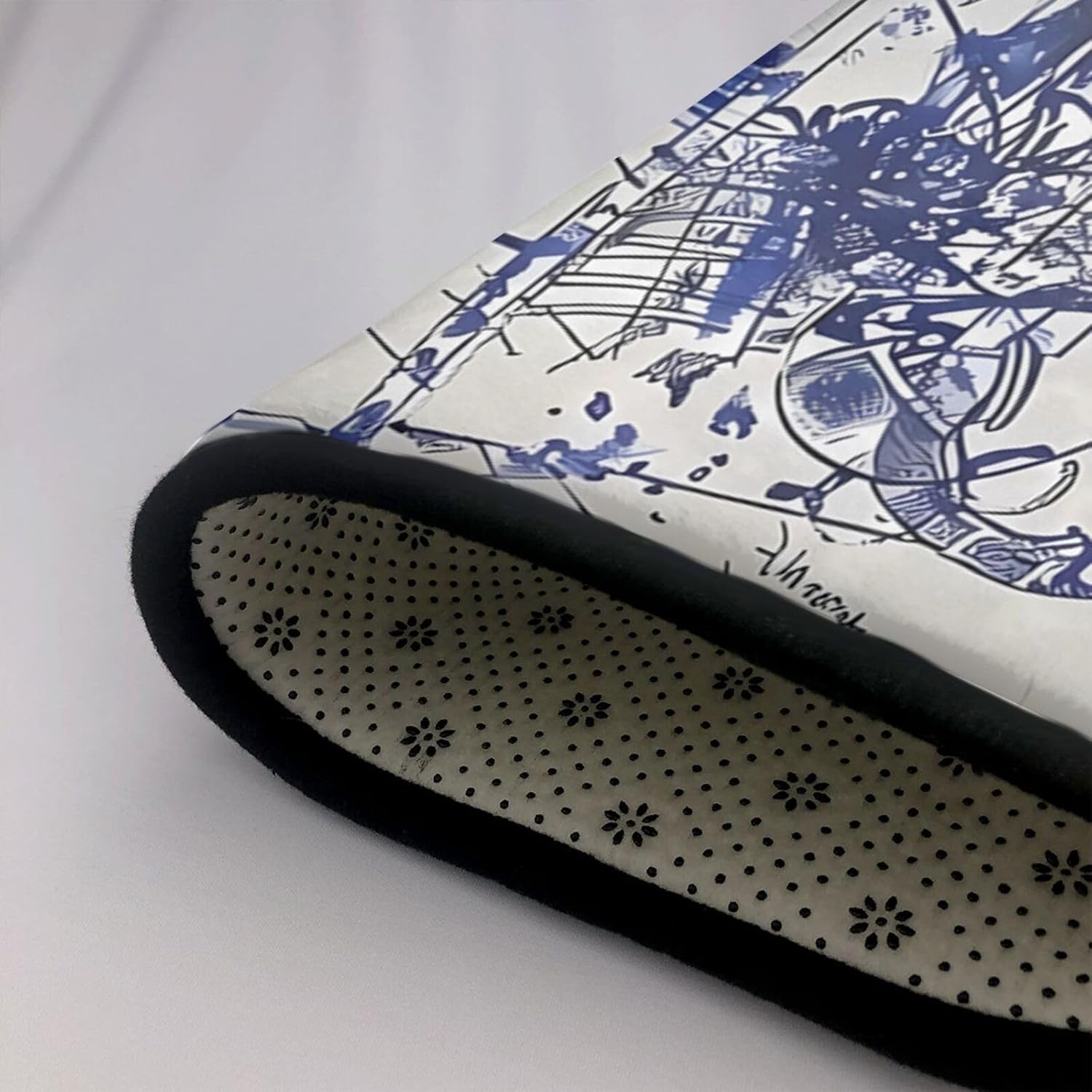 Blue Graffiti Printed Anti-Slip Floor mat Carpet Rug 36"x24" for Living Room Office Coffee Table Bed Balcony