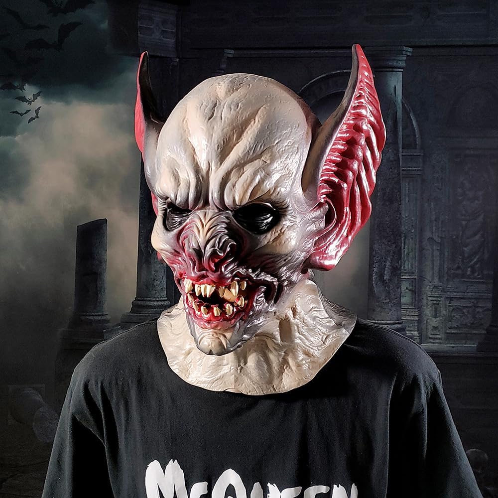 Scary Halloween Mask, Terror Ghost Devil Face With Long Ears Realistic Face Caps Mask for Adult Party Cosplay Costume Horror Halloween Party Decoration Props - Image 4