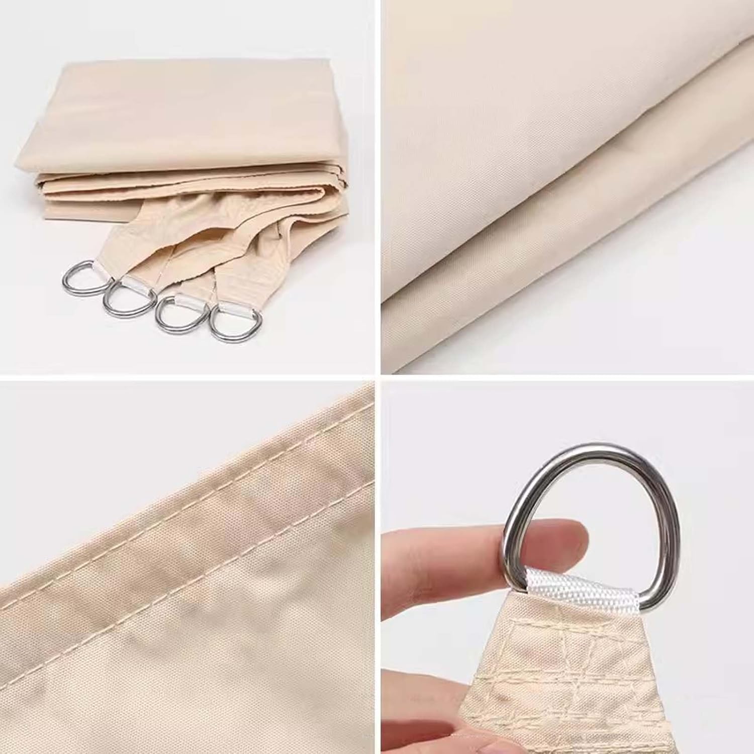 シェードセイル 6x6m、長方形キャノピーシェード、パティオ用サンシェード、304ステンレススチールDリング付きサンシェードセイル、