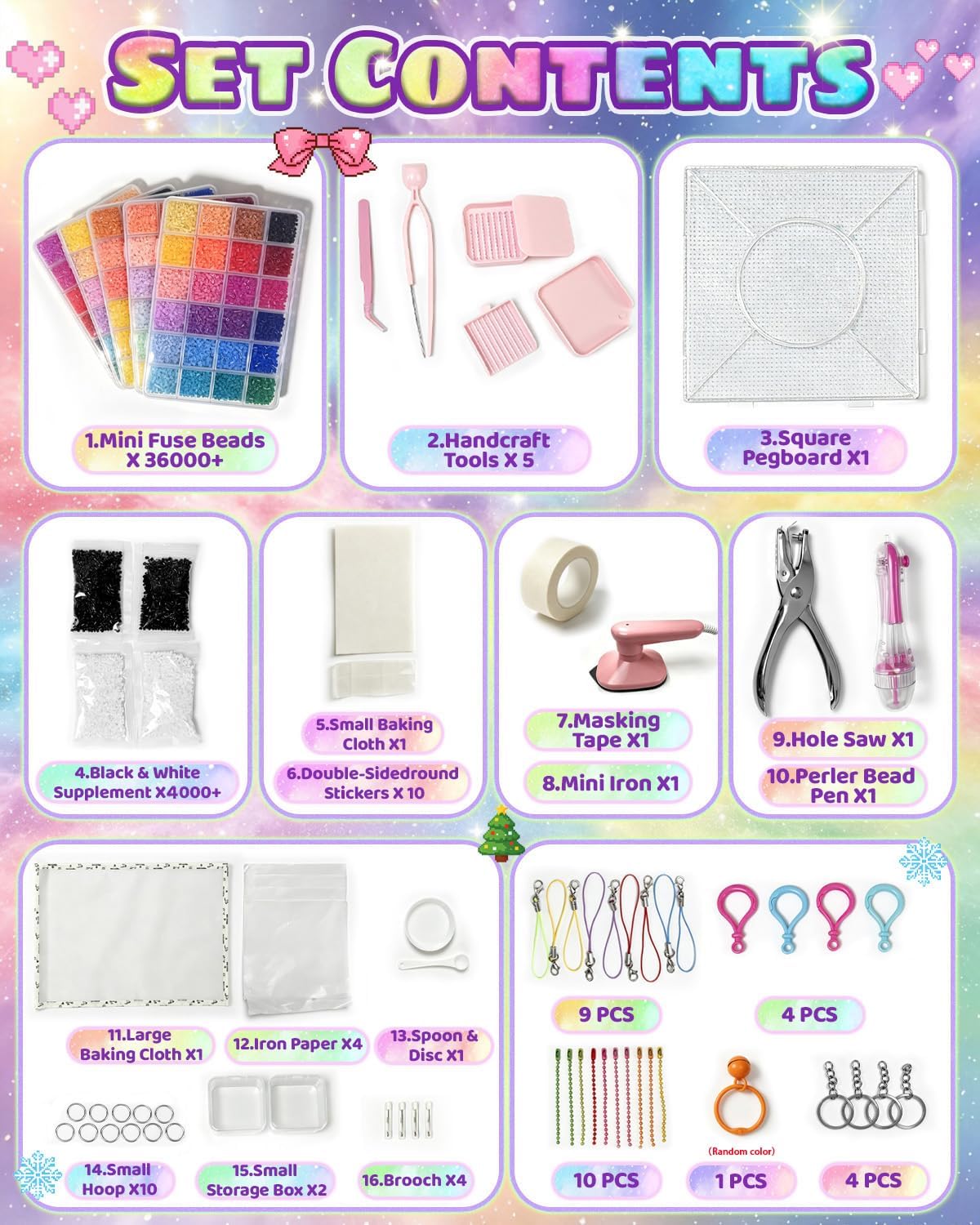 Fuse Beads Kit 2.6mm Mini Beads, 120 Colors 36,000 PCS, DIY Gift