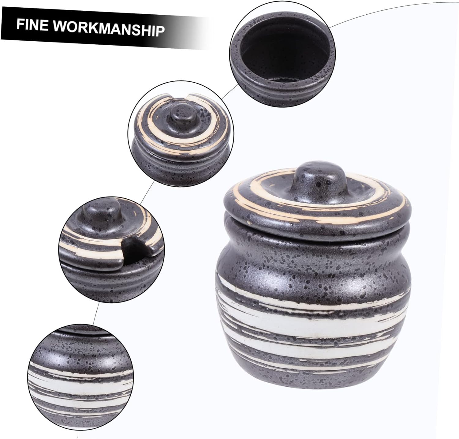 Black Ceramic Mustard Box for Condiments and Seasoning Storage