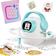 AI Drawing Robot for Kids, 10000+ Free AI-generated Images,Regularly updated image library,Educational Learning Toys for Boys &amp; Girls Ages 3-8 ,AI Enlightenment Painting Toy for Birthday Gift (Cyan)