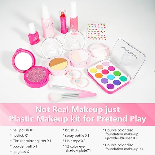 Miniatura 7 de Kit de maquillaje de simulación de 15 piezas para niñas, juego de maquillaje falso para cumpleaños, Navidad, juego de maquillaje de juguete