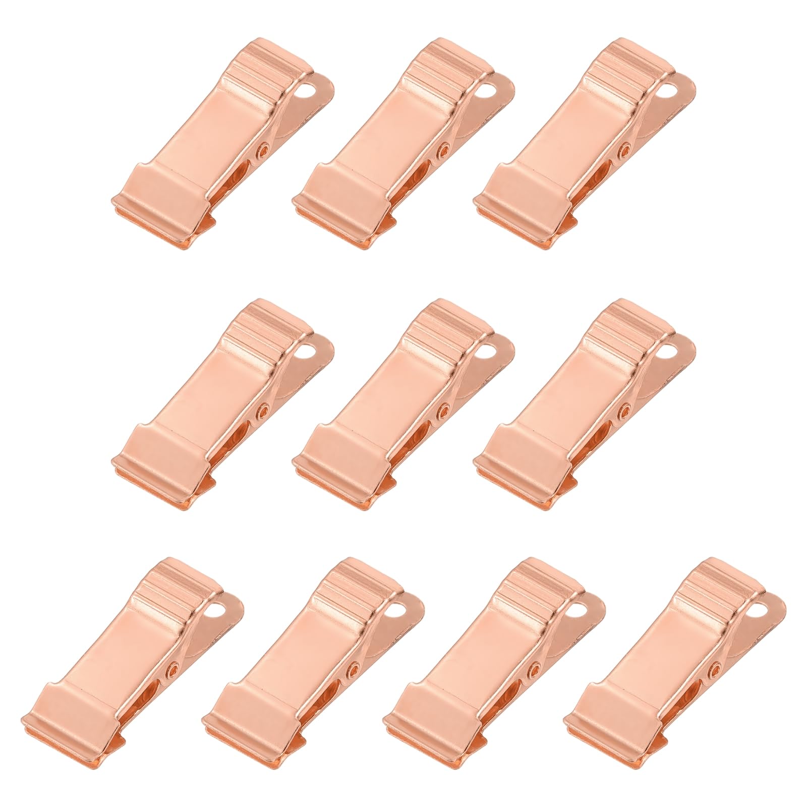 sourcing map 10pcs Metal Alligator Clamps 1.3" x 0.5" Mini Spring Clamp Hanging Crocodile Clips with Smooth Jaw for Work Photo Clothes Crafts, Champagne