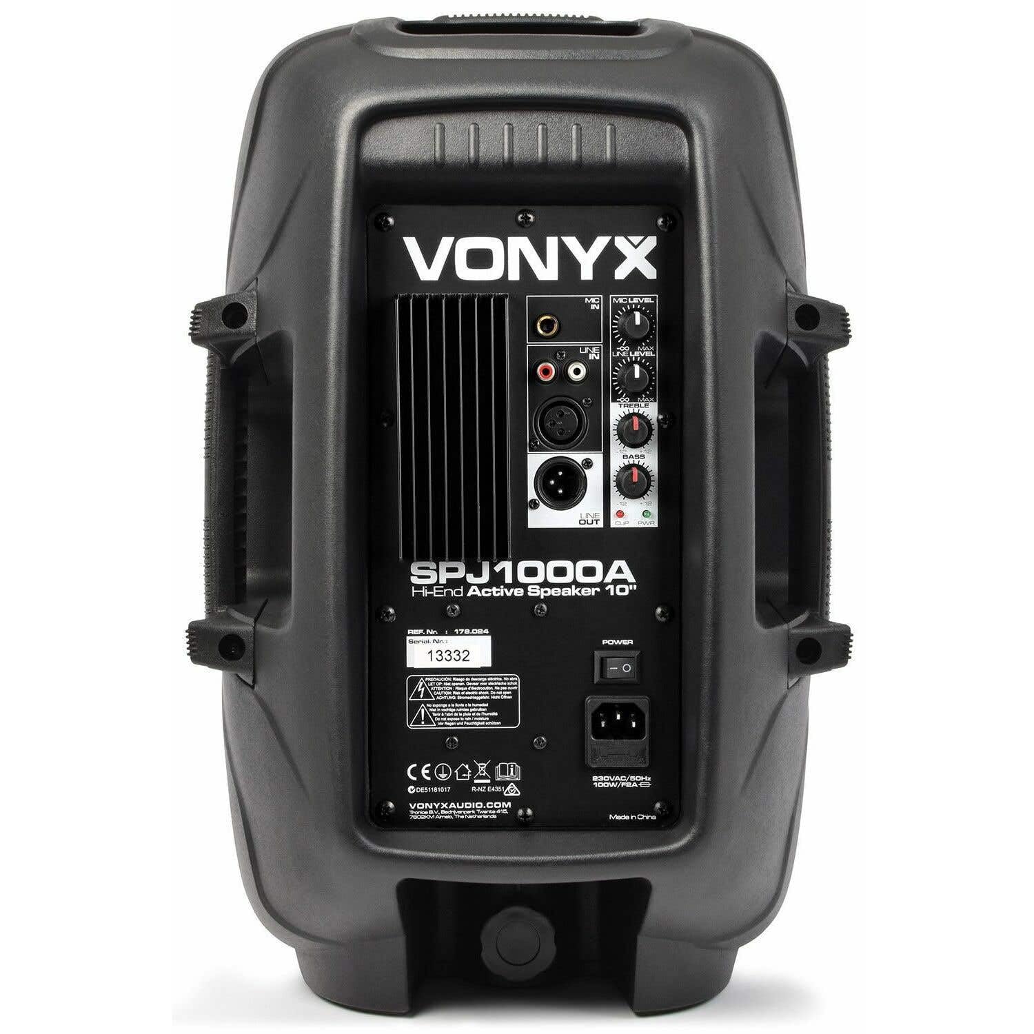 VONYX SPJ-1000AD Enceinte Active 10" 400 Watts, Enceinte Amplifiée, Sonorisation Professionnelle, Boitier ABS Solide, Haut-Parleur Mobile, Woofer 10 Pouces, Entrée Ligne Micro