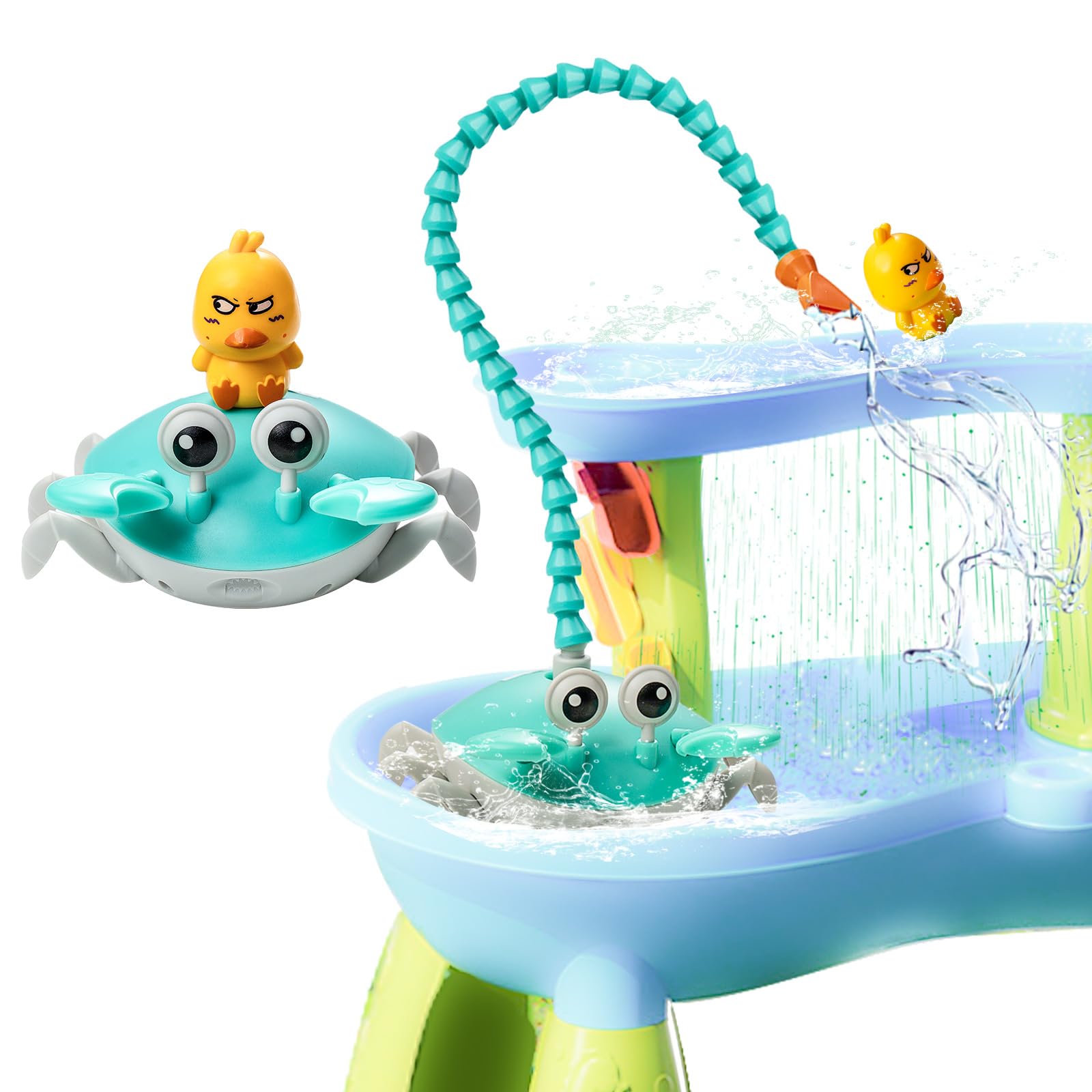 Upgraded Water Table Pump, Crab Battery Powered Water Pump for Water Table, IP67 Waterproof 6 Hours Non-Stop Fun Summer Outdoor Water Toys Outside Water Play Table Accessories for Kids