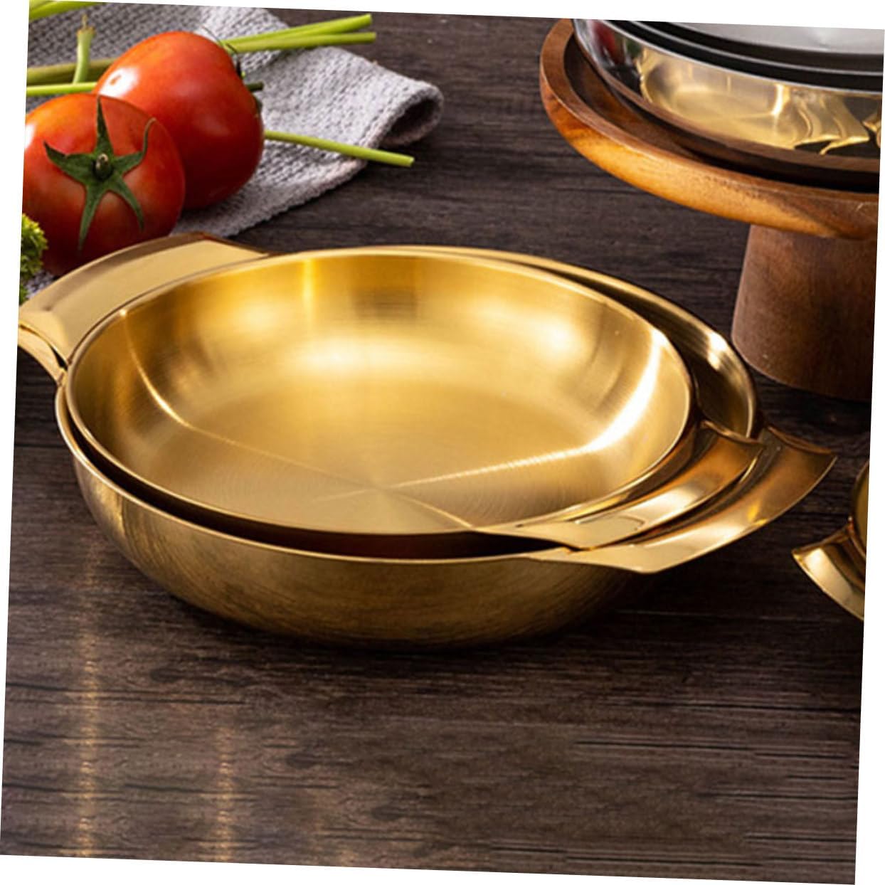 Stovetop Soup Pot Double Handle Non Stick Paella Pan Korean Hot Pot Kitchen Accessory