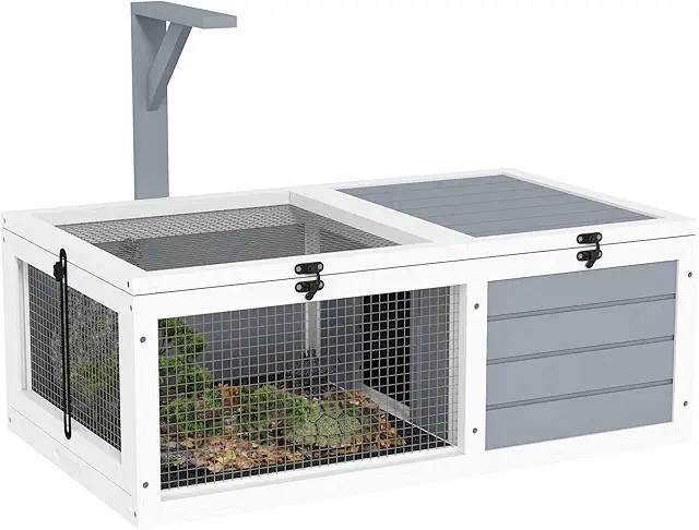 PawHut Wooden Tortoise House Enclosure with Lamp Holder & Hideaway