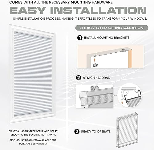 Miniatura 3 de Persianas Emporium Premium - Persiana celular opaca con filtro de luz blanca u opaca, 72 pulgadas de largo, 17 58 pulgadas de ancho, miles de tamaños