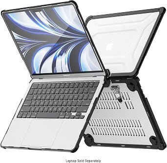 SaharaCase - Heavy-Duty Raider Series Case with Stand for MacBook Air 13/13.6-inch (20222026, M2M5), Clear/Black, (LT00053)