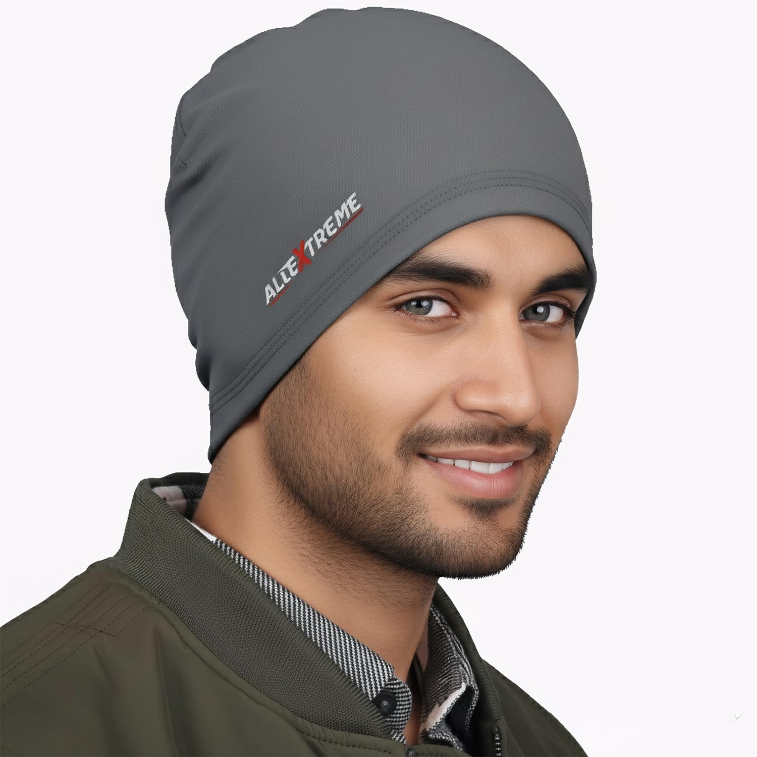 Allextreme Unisex Helmet Liner Skull Cap Reusable Unisex Sweat Head Wraps Cycling Running Bandanas for Men Women - (1Pc, Gray)