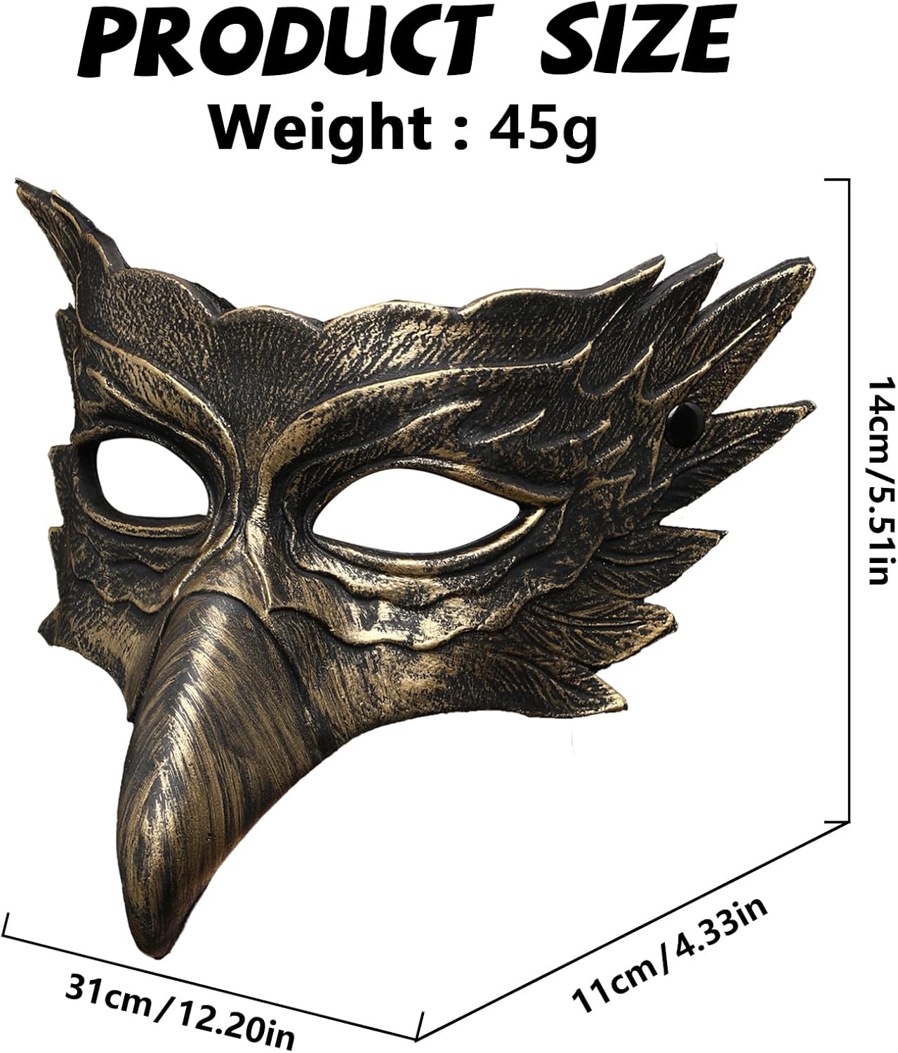 nezababy Halloween Crow Mask Eagle Bird Half Face Masquerade Mask Animal Raven Cosplay Costume Props Adult Women Men