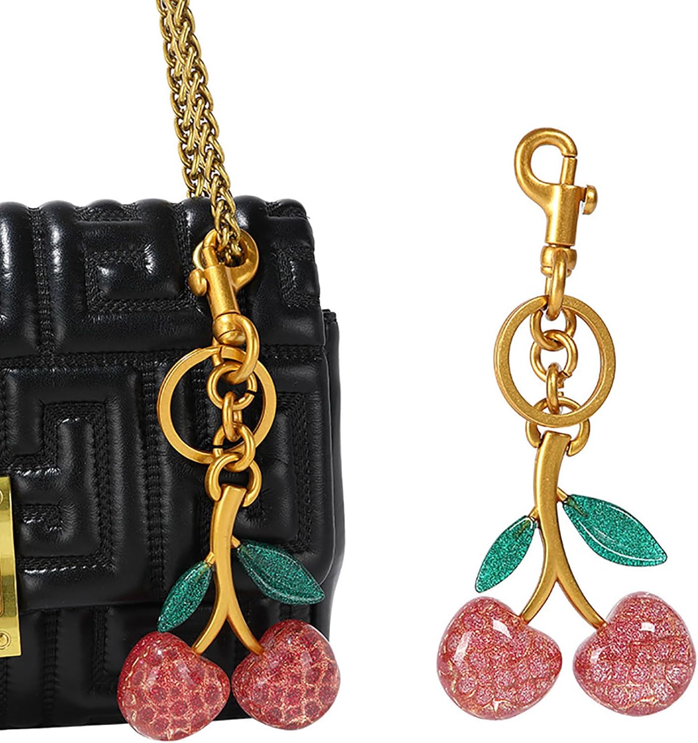 Cherry Bag Charm Key Chain Accessory Purse Charm Gifts for Women - Image 5