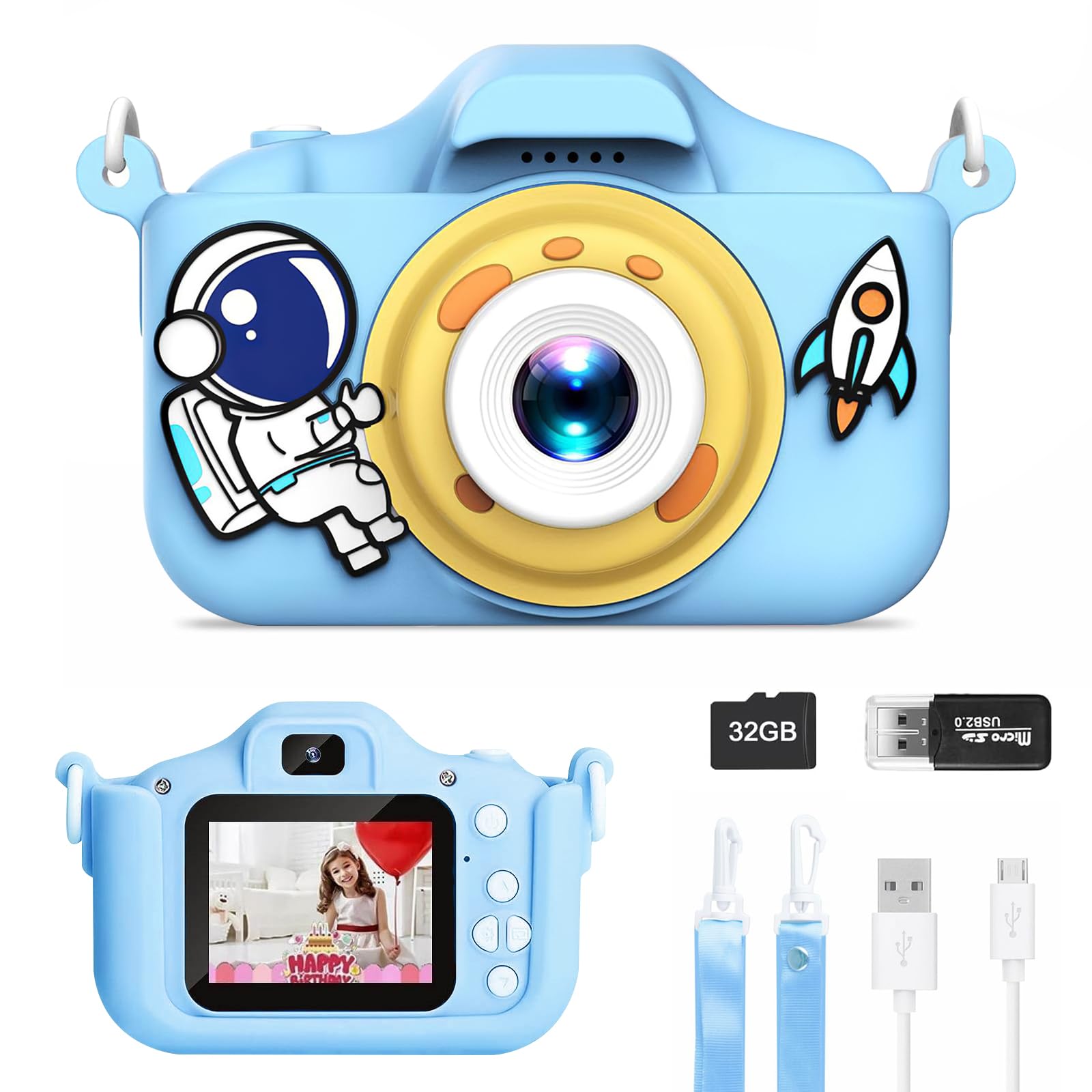 Cámara Digital Infantil 1080P HD - Cámara de Fotos para Niños con Tarjeta SD, Pantalla 2 Pulgadas, Regalo para Niñas y Niños de 3 a 10 Años Juguete Educativo Ideal para Cumpleaños o Navidad