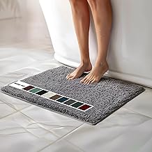 Muddy Mat Chenille Bathroom Rugs Quick Dry Microfiber Mats Non Slip Washable, Extra Thick, Soft and Highly Absorbent Bath Mats for Bathroom, Kitchen, and Shower Floor - Grey Medium 30"X19"